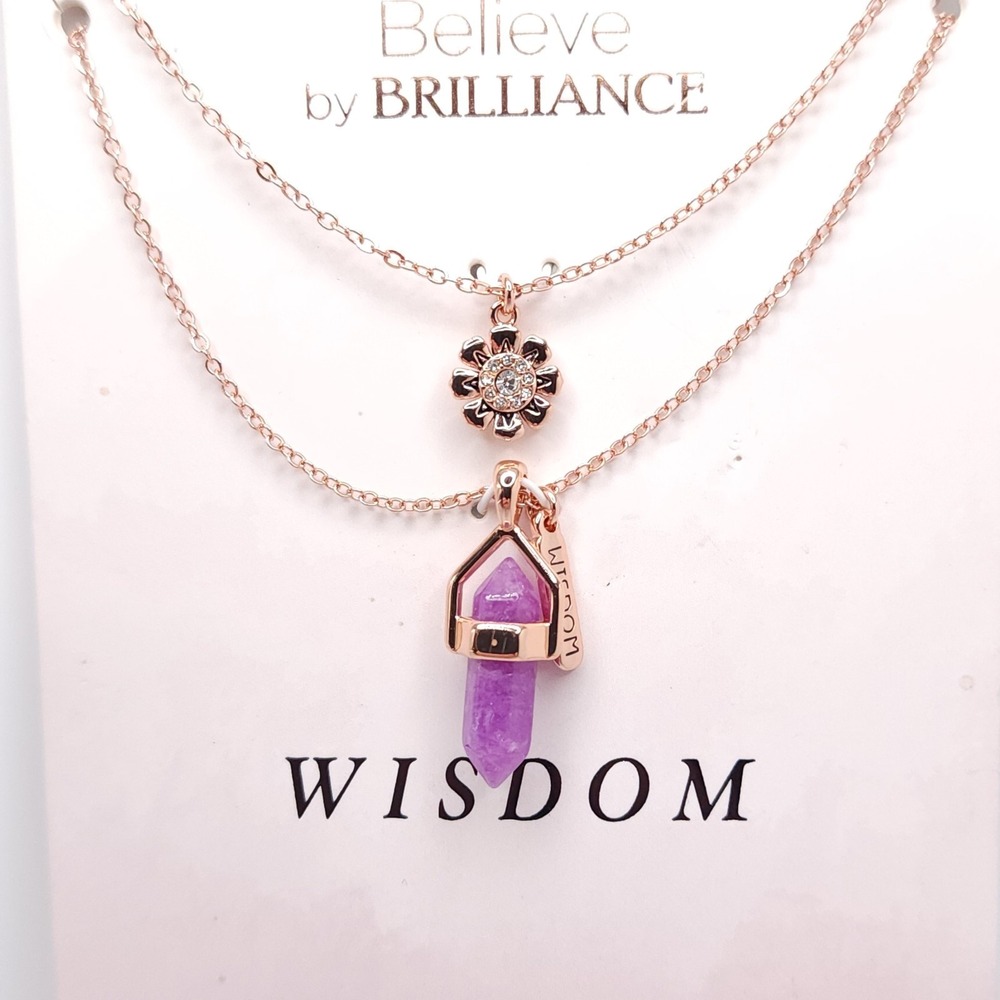 Believe by Brilliance Rose Gold Amethyst Charm Necklace Set - Picture 4 of 5